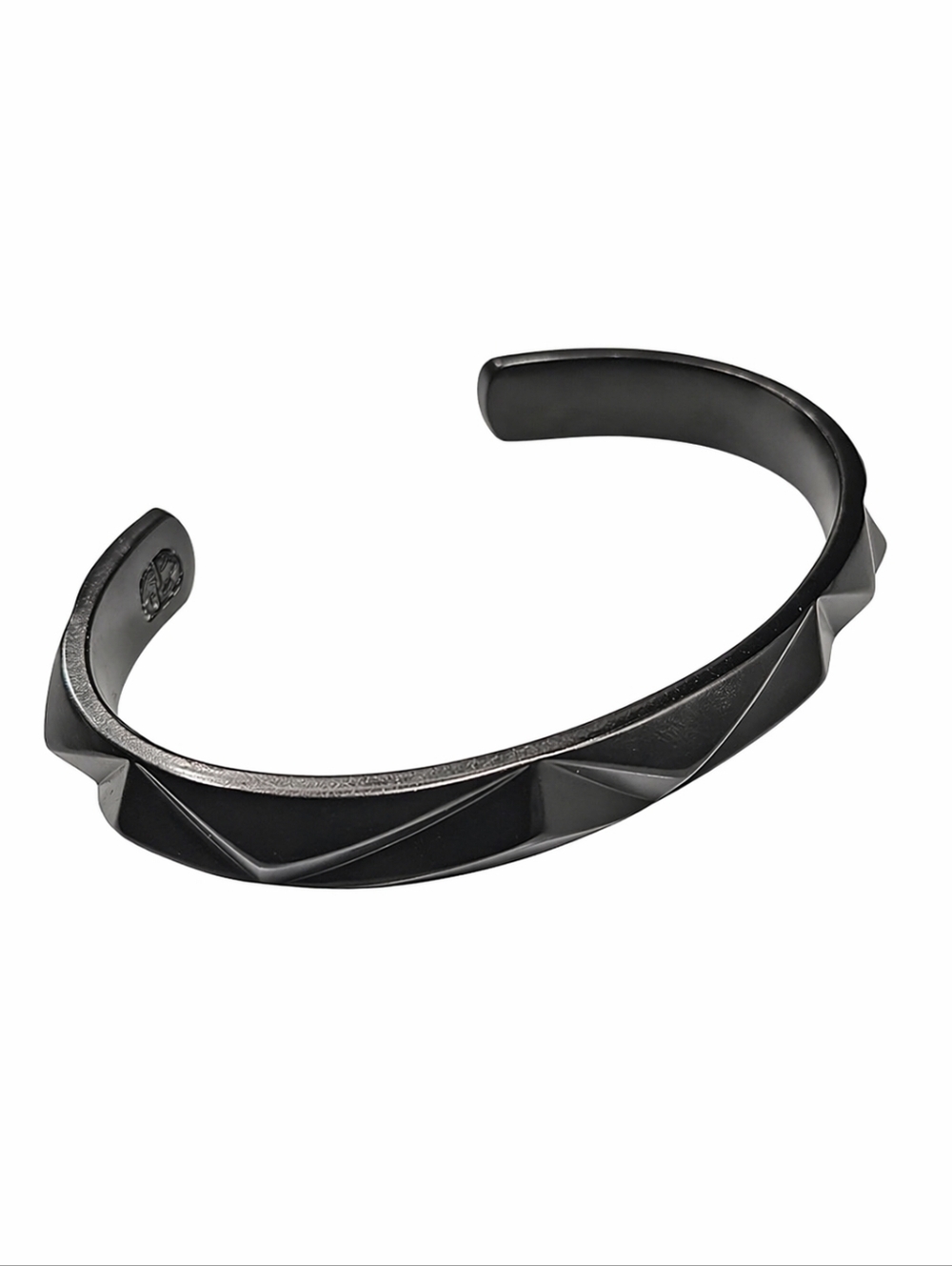 ROOM101 | Black Faceted Open Cuff Bracelet Gunmetal Geometric Unisex